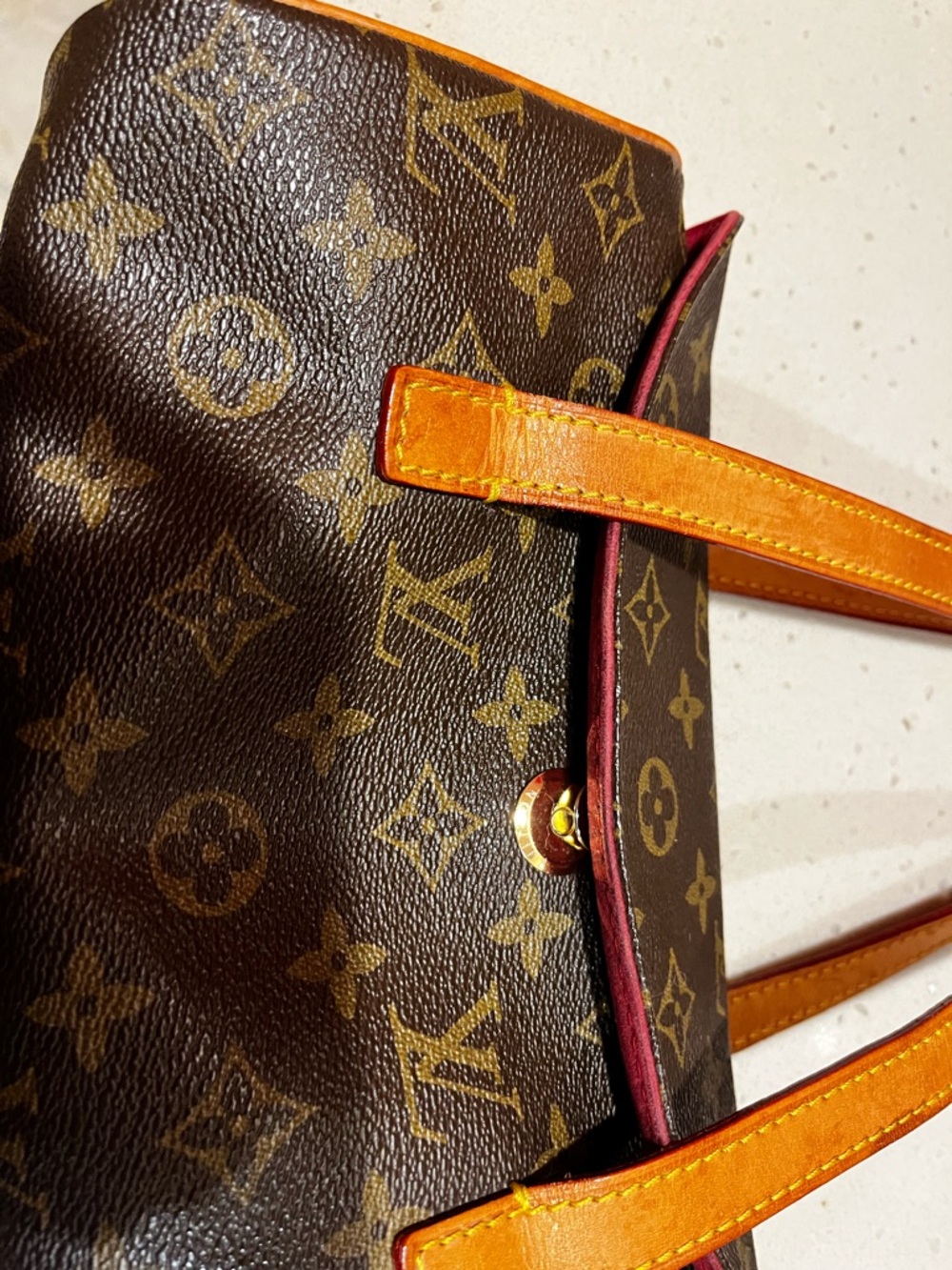 Louis Vuitton Monogram Canvas Shoulder Bag with Tan Straps - Picture 8 of 10